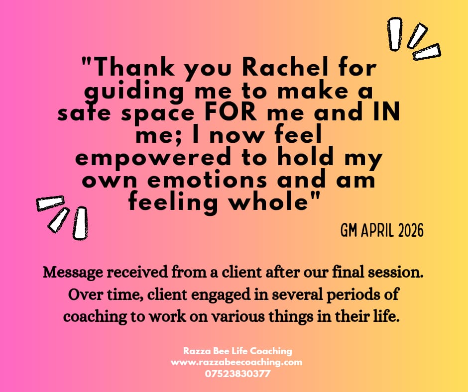 Testimonial for Rachel Bee from Razza Bee life coaching