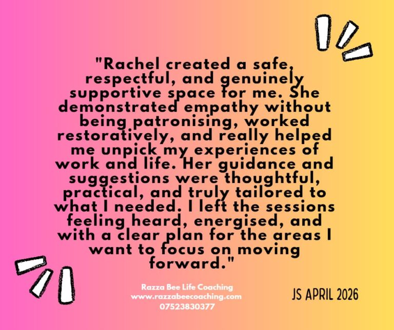 positive feedback from Life Coaching with Razza Bee